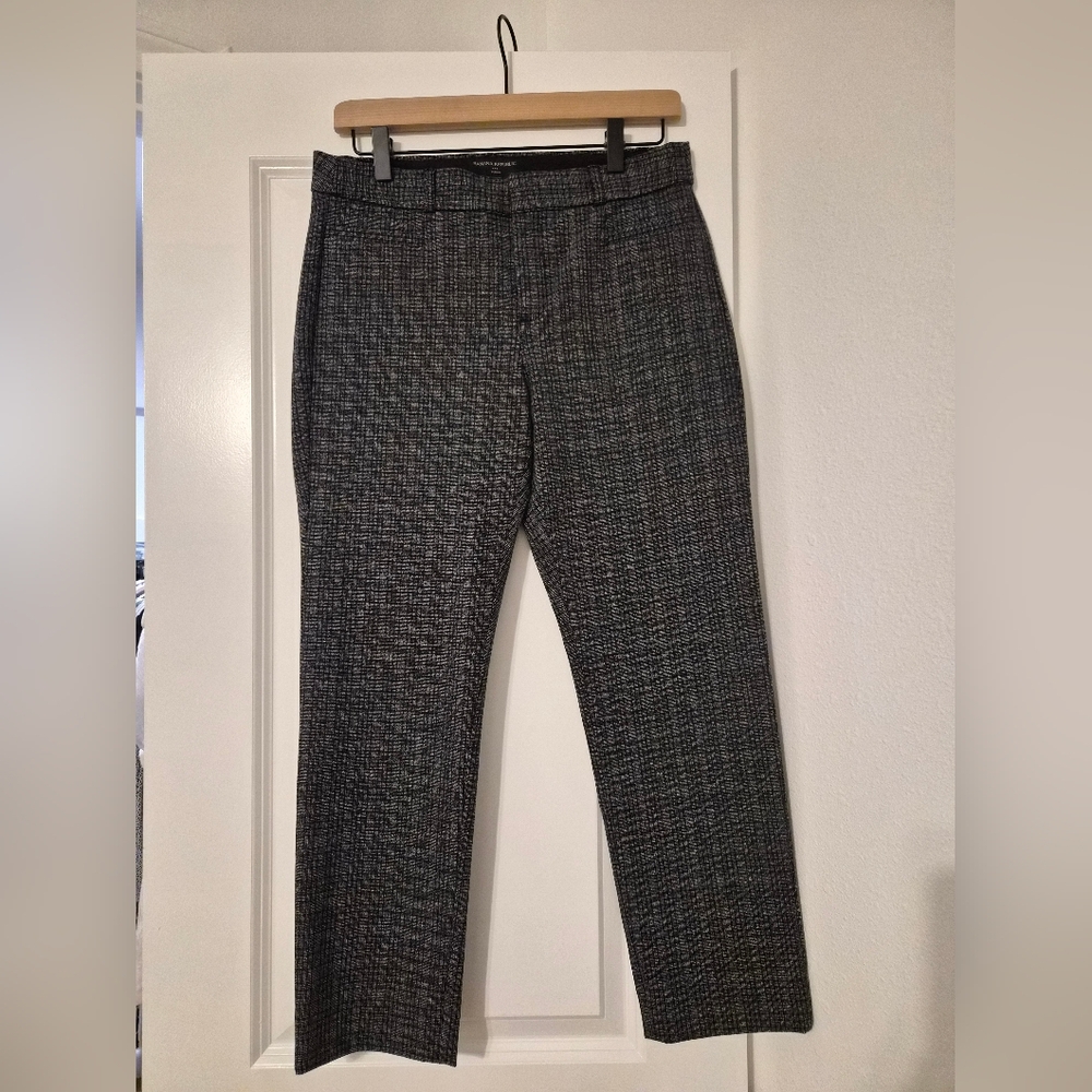 Banana Republic Women's Cropped Wool-Blend Ponte Pants in Black and Gray